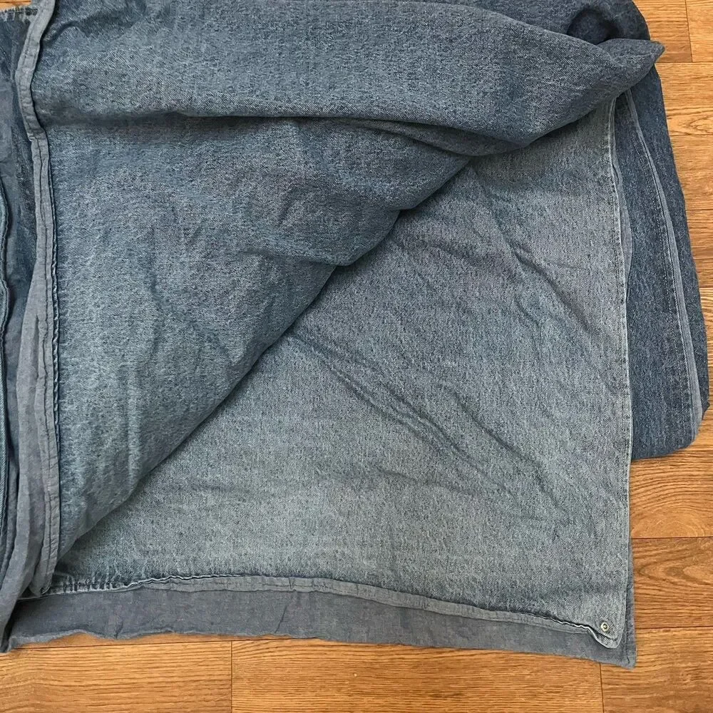 Nautica Vintage King Dark Blue Jean Denim Heavy Button Duvet Cover 102